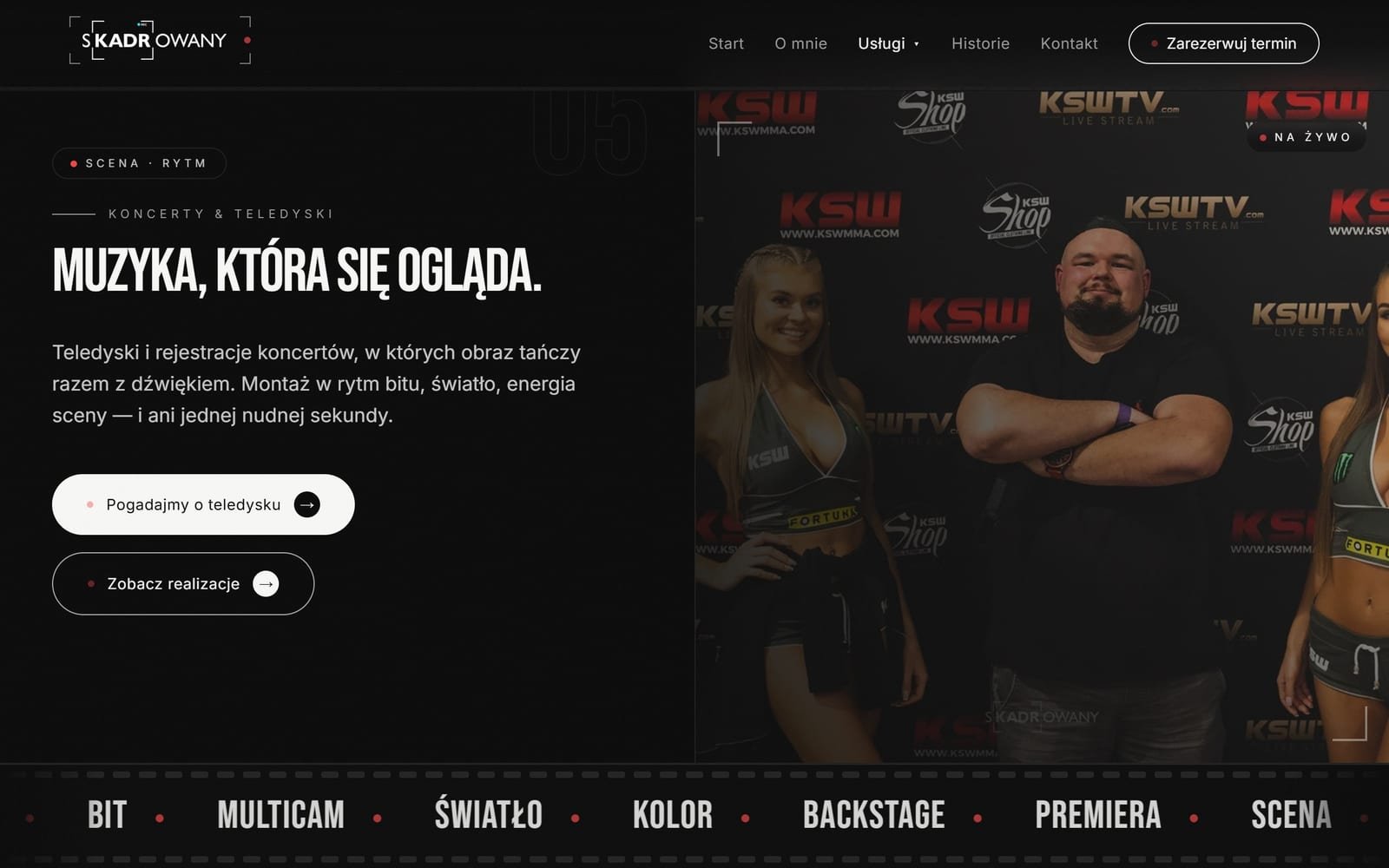 Podstrona koncertów i teledysków Skadrowany