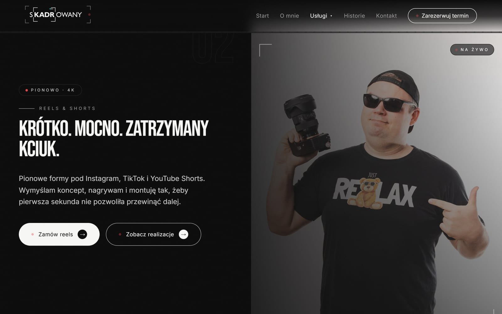 Podstrona Reels & Shorts Skadrowany
