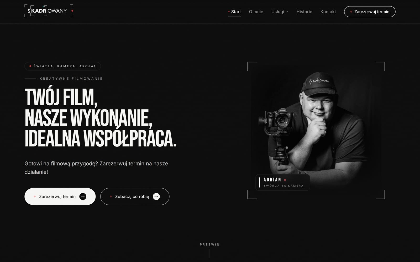 Strona internetowa Skadrowany zaprojektowana przez Social Fury